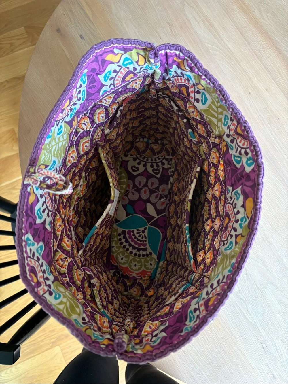 Vera Bradley Purple Quilted Floral Tote with Multicolor Accents